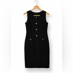 Talbots Sleeveless Black Button-Front Sheath Dress Great Condition Classic Sz 12